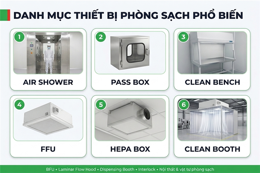 Danh mục thiết bị phòng sạch phổ biến